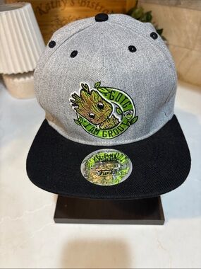 Funko Pop Marvel Collector Corps GOTG I Am Groot Snapback Hat Grey Black